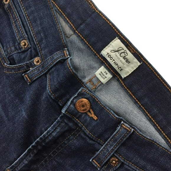 J.Crew Mens Toothpick Jeans Size 28/32 Dark Wash Denim Cotton/Elastane - Picture 7 of 10